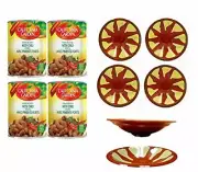 California Garden Premium Chili Fava Beans 4 Cans 16oz/450g each + 4 Bowls 7"x2"