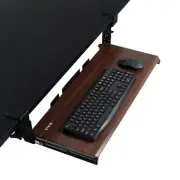 VIVO Dark Walnut Clamp-on Height Adjustable Keyboard & Mouse Under Desk Tray