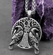 Stainless Steel Celtic Tree of Life Raven Necklace with 60 cm (23.62 in) chain