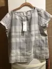Eileen Fisher Organic Linen Gray Plaid Top sz S NWT