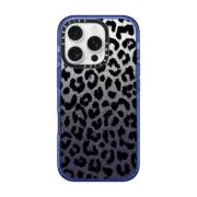 iPhone 16 Pro Impact Case MagSafe Compatible Black Transparent Leopard Print