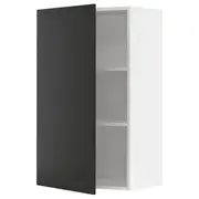 METOD wall cabinet with shelves, white/Nickebo matt anthracite, 60x37x100 cm