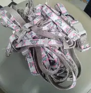 TOP PAW Adjustable Dog Collar, Harness, and/or Leash - Gray/Pink