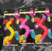 Set of 3 Led Light Up Caterpillar Fidget Bending & Popping Toy