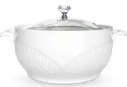 Ceramic Soup Tureen with Glass Lid Porcelain Serving Tureen Soup for Restaurant