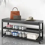 Shoe Bench with Cushioned Seat, Outdoor Shoe Rack Weatherproof, Storage Shoe Organizer, Sitting Bench Seat, for Entryway Bedroom Living Room Balcony(40 * 25 * 4