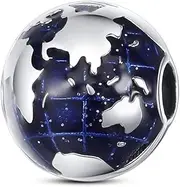 [DUUDAH] Women's Jewellery 925 Sterling Silver Pendant Beads,Enamel Pendant 925 Sterling Silver Globe Positioning Button Bead Fit Original Bracelet Bangle Making Fashion Jewelry