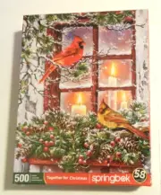 NEW Springbok TOGETHER FOR CHRISTMAS 500 piece puzzle cardinals winter. Sealed
