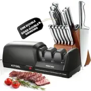 Dual-Sided Electric Knife Sharpener with Diamond Abrasives and Precision Guid...