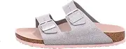 [Birkenstock] Arizona Double Strap Birko Flor Sandal (Silver, US 8/8.5F - 6/6.5M)