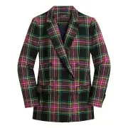 NWT J.Crew Double-breasted Lady Blazer Black Soft Azalea Pink Stewart Tartan 6