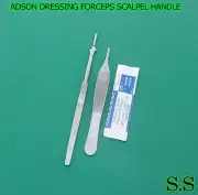 ADSON DRESSING FORCEPS SERRATED 4.75"+SCALPEL HANDLE #7+5 SURGICAL BLADES #10
