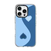 iPhone 16 Pro Clear Case MagSafe Compatible Heart Yin Yang - Blue