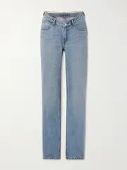 [ALEXANDER WANG] ALEXANDER WANG - Nameplate Embellished Mid-rise Straight-leg Jeans - Light blue - 26 26 Blue