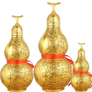 銅葫蘆擺件開蓋空心裝飾品擺件八卦銅葫蘆掛件五帝錢黃銅