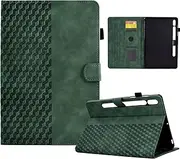 Case for Lenovo Tab P12 12.7 inch 2023 with Magnetic Clasp PU Leather Flip Folio Wallet Cover Card Holder/Slots Stand Function Tablet Case, Army Green
