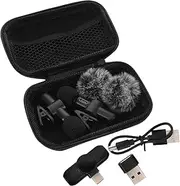 CATIEBYE Small Portable Microphone Cordless Interview Lapel Mic Noise Cancellation Type-c Usb for Interviews