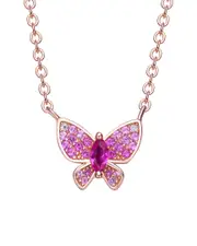 Genevive Kids 18K Rose Gold Vermeil CZ Butterfly Necklace