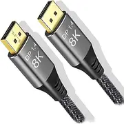 Angusplay 8K DisplayPort Cable 1.4 15ft / 1.5ft / 5ft / 10ft / 20ft / 25ft / 30ft, Ultra HD 4K 144Hz, 8K 60Hz HBR3(7680x4320) High Speed 32.4Gbps, Long Braided Copper DP Display Port 1.4 1.2 Cord