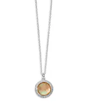 Ippolita Sterling Silver 925 Lollipop Brown Shell Doublet & Diamond Halo Mini Pendant Necklace, 16-18