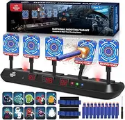 Lehoo Castle Shooting Targets for Nerf, 5 Targets Shooting Games for Kids, Digital Scoring Nerf Guns Target, Gifts for 5 6 7 8 9 10 Year Old Boy