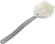 Healvian 2-in-1 Body Brush Back Scrubber Exfoliating Puff Bathing Brush Strong Nylon Bristles Grey Random