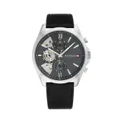 Tommy Hilfiger Baker Black Leather Dark Grey Dial Men's Watch 1710644