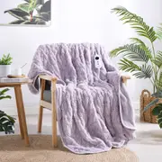 Dreamaker 500gsm Faux Fur Heated Throw Lavender