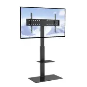 TV Stand Mount, Swivel Tall TV Stand for 32 to 85 inch TVs, Height Adjustable Portable Floor TV Stand with Tempered Glass Base for Bedroom, Living