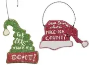 Naughty Christmas Ornament Set, Sassy Holiday Decorations, Elf Made Me Do It