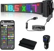Upgraded Flexible LED Car Sign, Big Size 12 * 47cm Matrix Panel, Bluetooth Smart App Control, Running Text, Sign for Car, Shop, Bar, Shop, RGB Panel, Pixel Pattern, Graffiti Text Animation Display