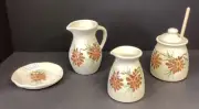 New Emerson Creek pottery VA 2014 pinecone plate, honeypot, creamer, pitcher