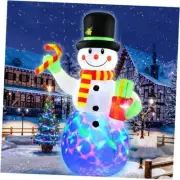 7 FT Christmas Inflatables Snowman Outdoor Decorations with Candy Cane Gift