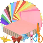 6X 6 Inches 500 Sheets Origami Paper Kit 20 Colors with Glue Stick and Scissors