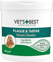 Vet's Best Dental Powder for Dogs & Cats, Brush-Free Solution, Prevent Plaque & Tartar, Made with Natural Brown Seaweed and Spirulina, Dog Teeth Cleaning Powder 90g