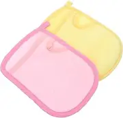 LOEFLIFA 2Pcs Cartoon Bath Mitts Washcloths for Gentle Body Cleaning Towels Pink Yellow Bathing Tool for Comfortable Care