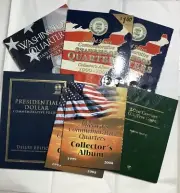 7 Lot Empty Vintage Coin Albums, Folders Whitman Harris Etc. All New
