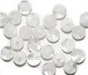 Cloudy White Round Czech Pressed Glass Beads 8mm (pack of 24)