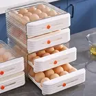 Double Drawer Egg Organizer with Data Slider Stackable Refrigerator Storage
