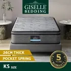 Giselle Bedding Mattress Bed Pocket Spring 26cm King Single Euro Top Medium Firm