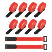 10Pcs Reusable Cable Ties 12"x0.98" Adjustable Reusable Hook & Straps Red