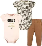 [HUDSON BABY] baby-girls Unisex Baby Cotton Bodysuit and Pant Set, Cinnamon Hearts, 9-12 Months, Cinnamon Hearts