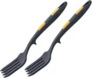 GOOHOCHY Silicone Tongs Cooking Fork Kitchen Pasta Fork Reusable Washable Large Ergonomic for Kitchens