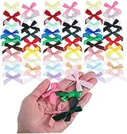 PartyKindom 200pcs Multicolored Satin Bows for DIY Crafts Scrapbooking Wrapping and Card Making Projects