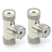 2PCS UHF PL259 Antenna Adapter SO239 Tee Connector, 3 Way UHF Splitter Coax