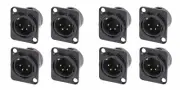 (8 PACK) NEUTRIK NC4MD-L-B-1 4-Pin XLR Male D Type Panel Mount Black w/Gold Pins