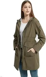 [RAGEMAN] Womens Waterproof Jacket, Hooded Outdoor Lightweight Parka Style Breathable Hiking Camping Coat, Windproof Outwear
