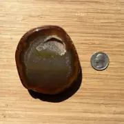 Agate Geode Rock Slice Polished Natural Stone Brown Banded Crystal with Quartz