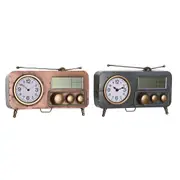 Table Clock Dkd Home Decor 33 x 11.5 x 26 Cm Grey Copper Iron Vintage 2 Units