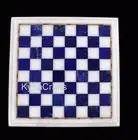 White Marble Coffee Table Top Lapis Lazuli Stone Inlay Work Sofa Side Table